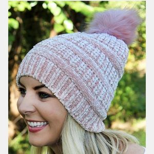 Pom Pom Beanie Hat Pink